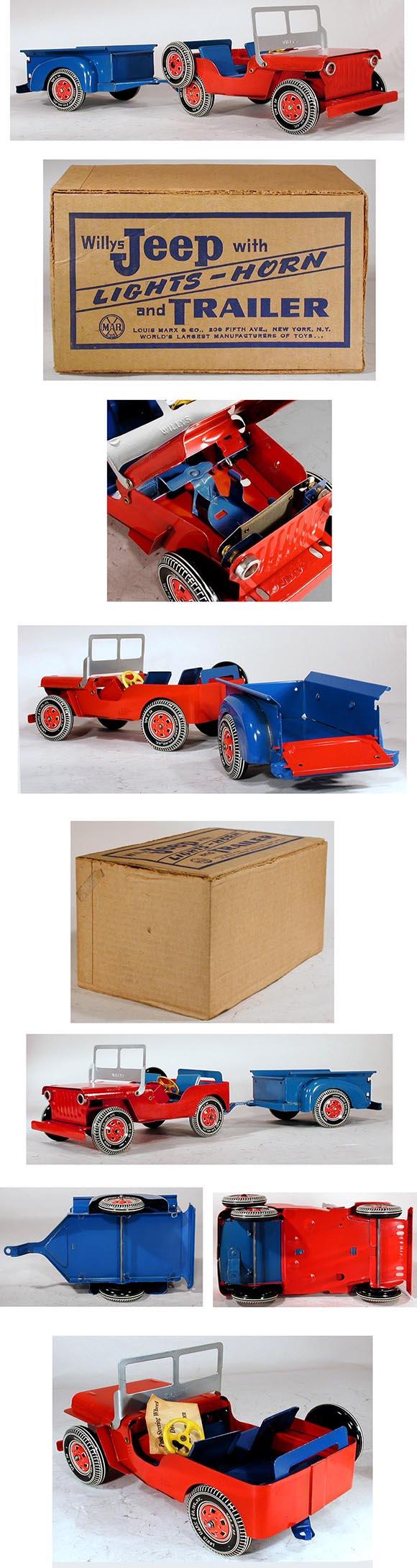 1952 Marx, Willys Electric Jeep with Trailer in Original Box